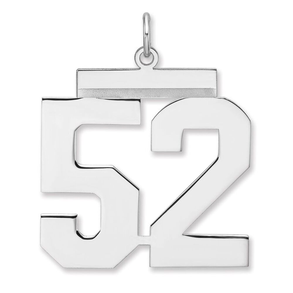 Sterling Silver, Athletic Collection, XL Polished Number 52 Pendant